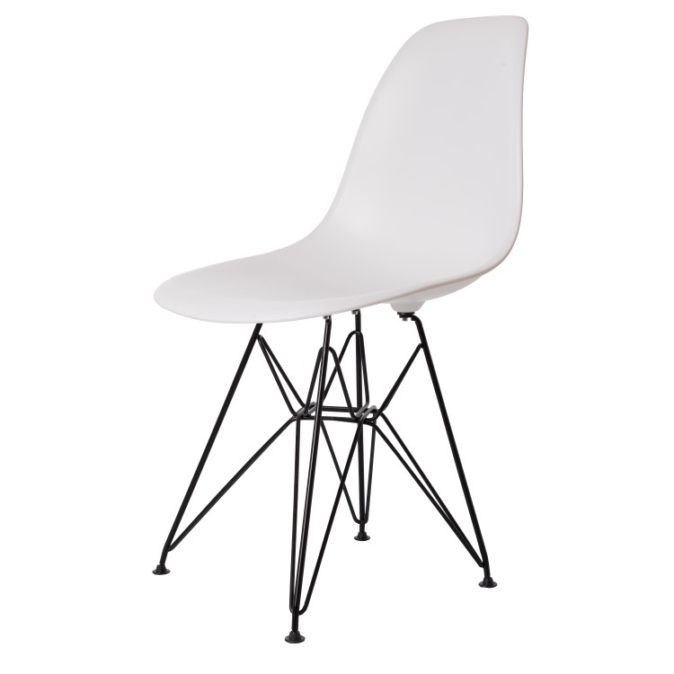 Charles Eames style, Eetkamerstoel DSR mat PP wit