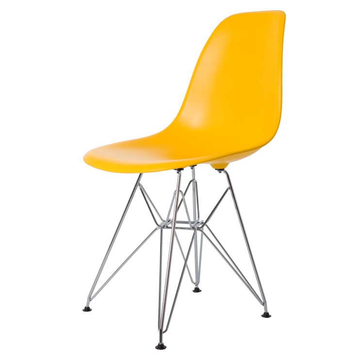 Charles Eames style, Eetkamerstoel DSR mat PP geel