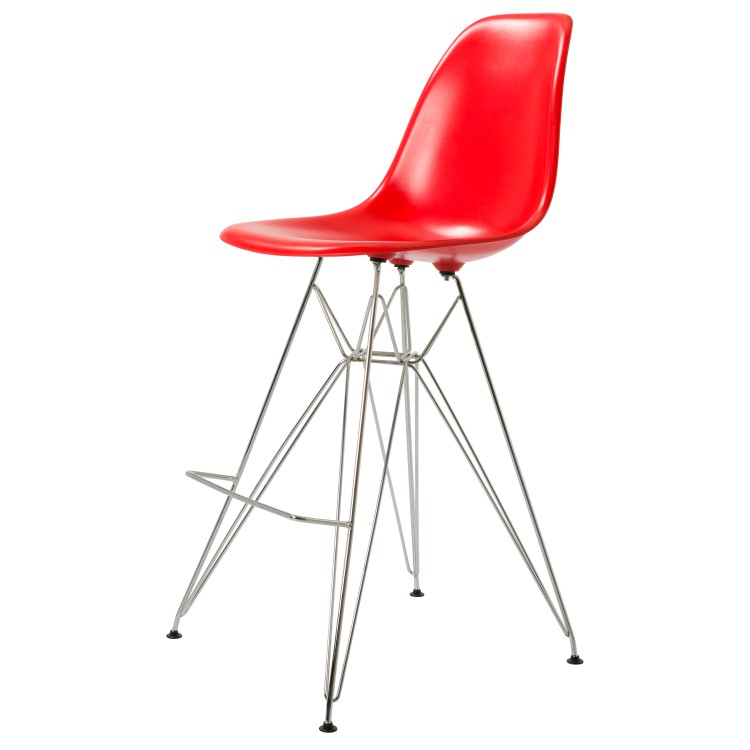 Charles Eames style, Barkruk DSR glanzend ABS rood