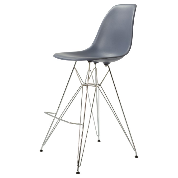 Charles Eames style, Barkruk DSR mat PP donkergrijs