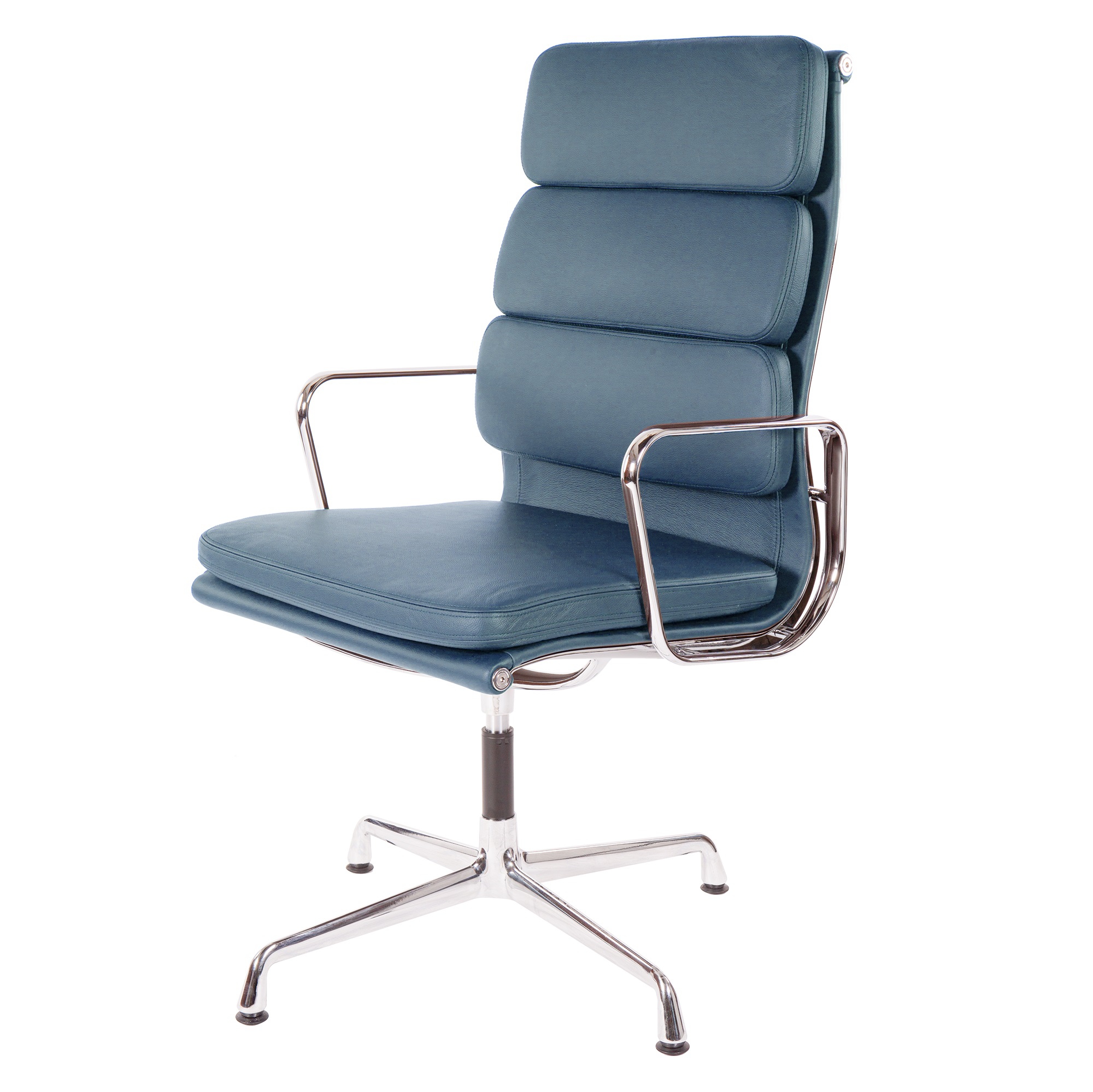 Charles Eames style, Vergaderstoel EA208 Hoge rug blauw