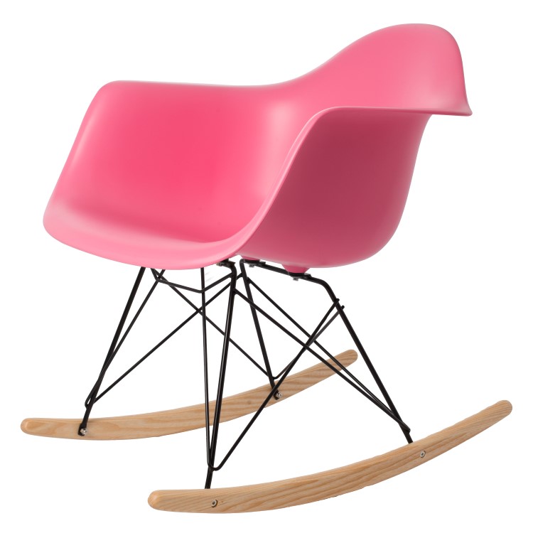 Charles Eames style, Schommelstoel RAR Zwart frame PP roze