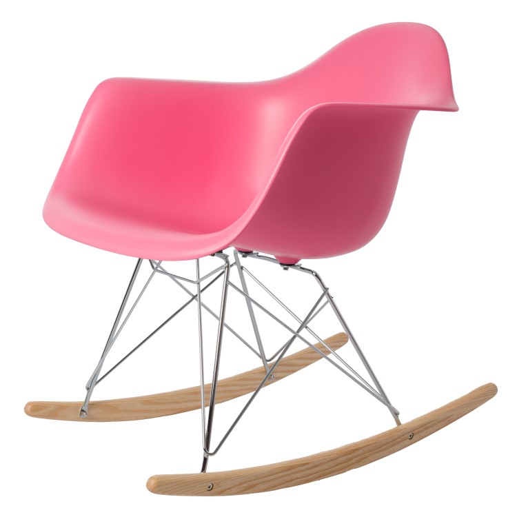 Charles Eames style, Schommelstoel RAR Chroom frame PP roze
