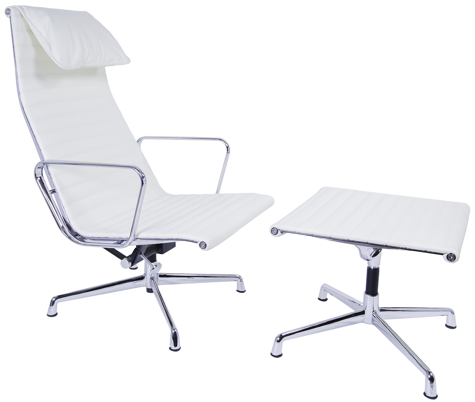 Charles Eames style, Lounge stoel met Hocker EA124-EA125 wit