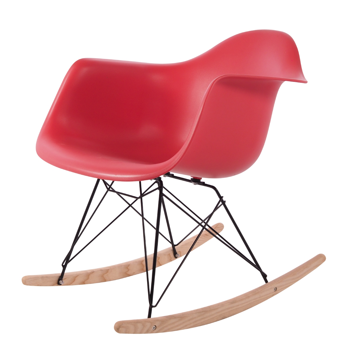 Charles Eames style, Schommelstoel RAR Zwart frame PP koraal roze
